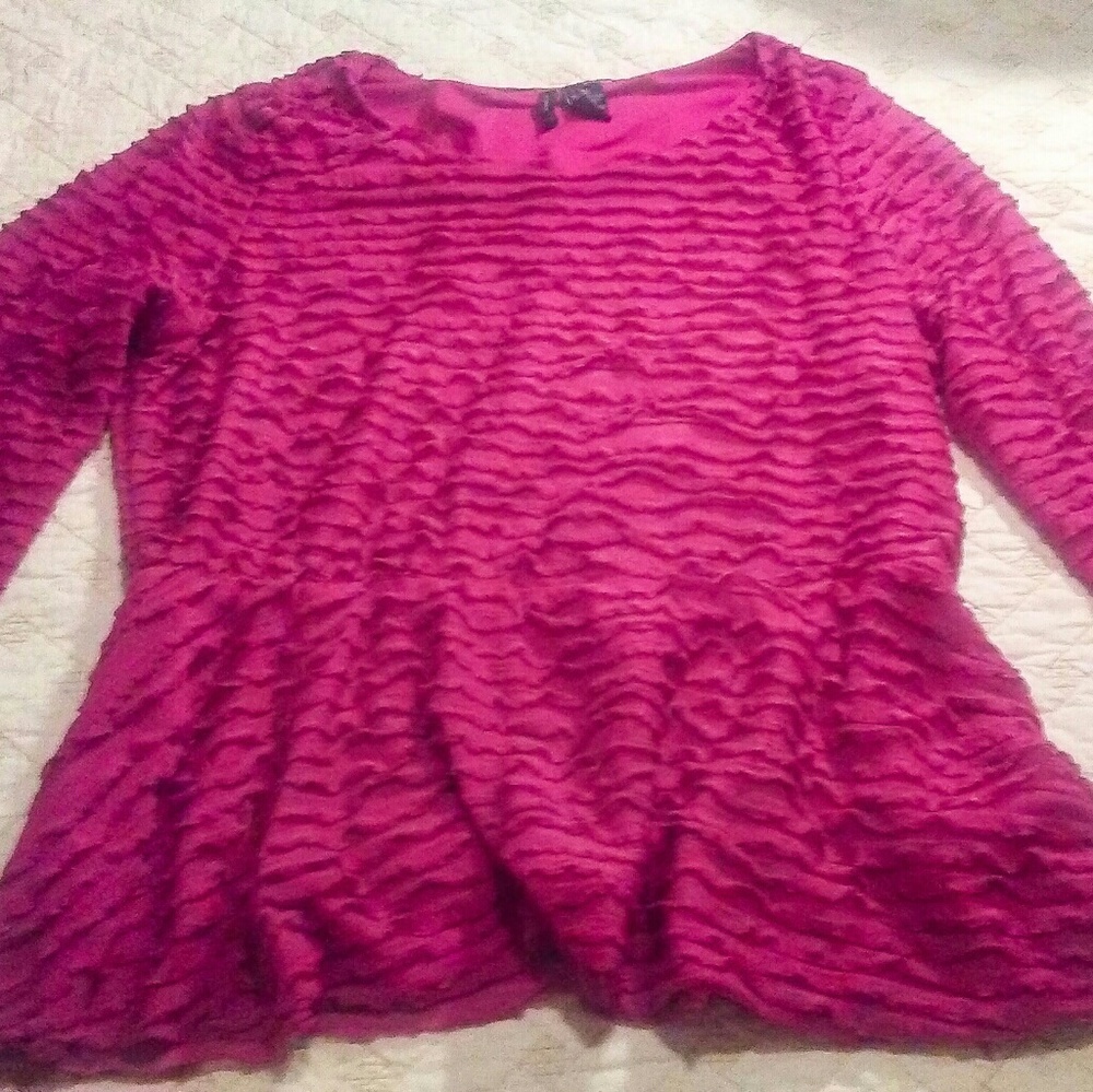New Directions Womens Pink Ruffled Long Sleeve